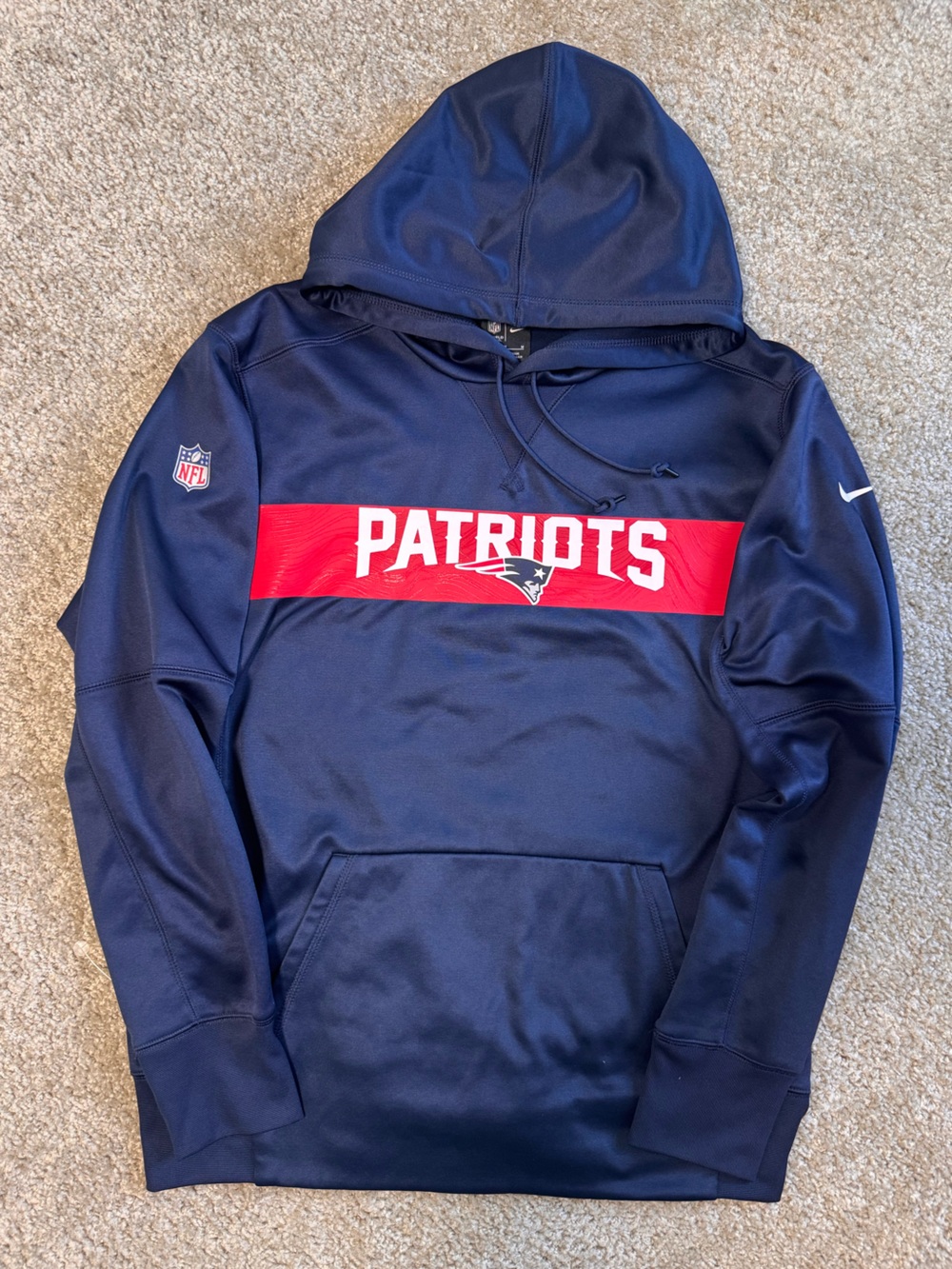 Nike Navy and Red New England Patriots Pullover Hoodie